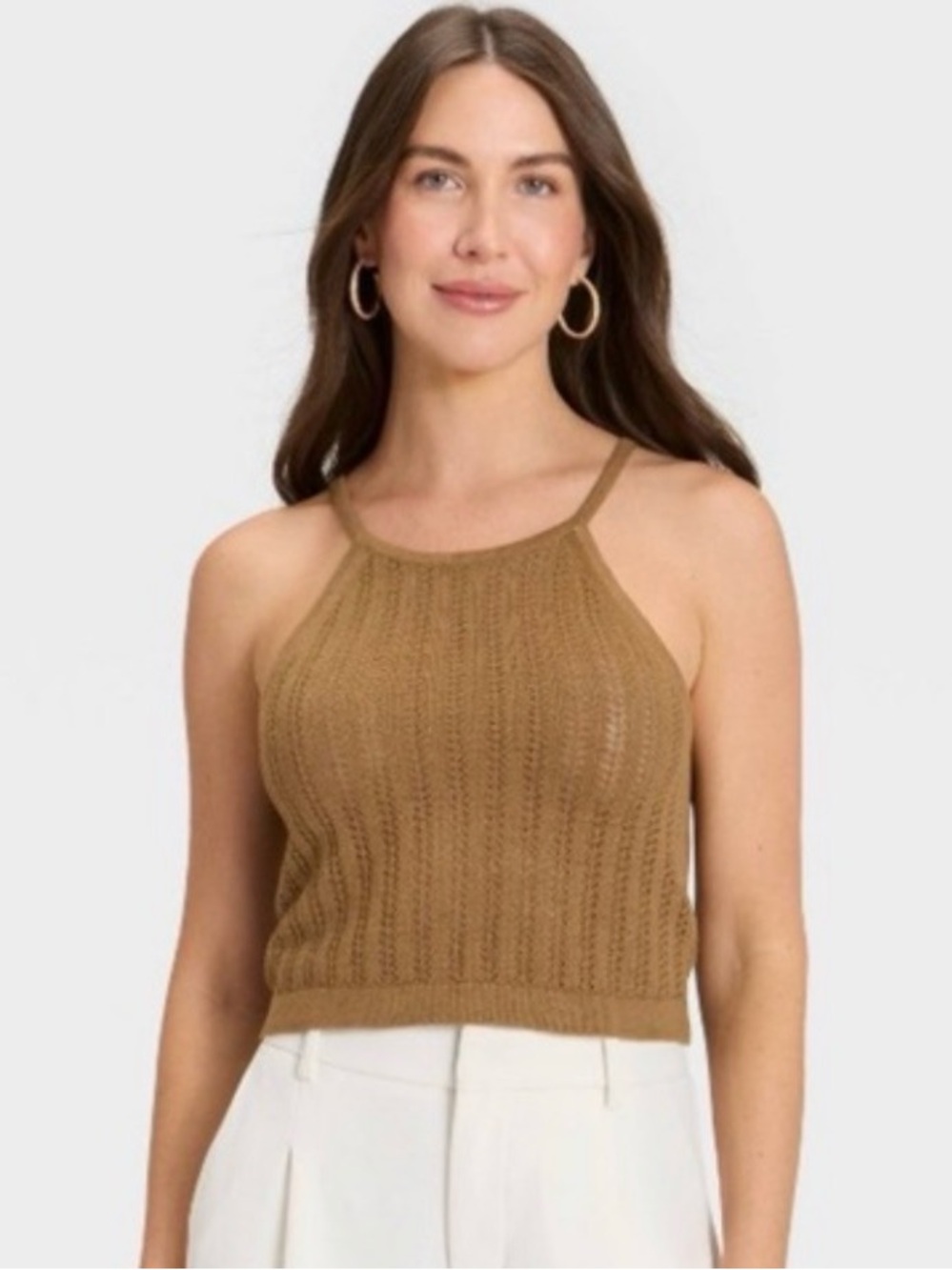 a new day Brown Knit Halter Crop Tank